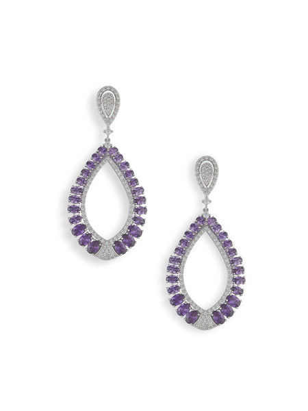 Cubic Zirconia Purple Statement Earrings