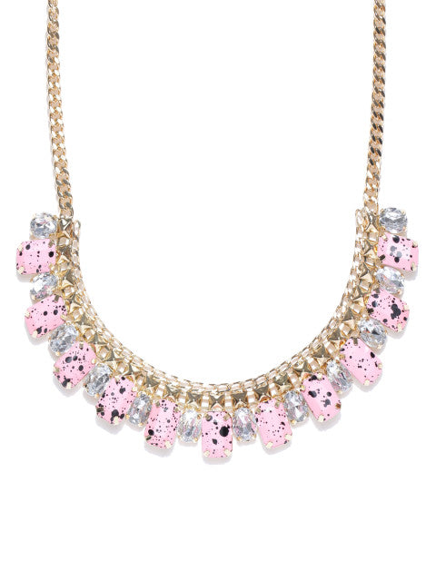 Marble Inspired Coral and Black Dotted Necklace - ChicMela