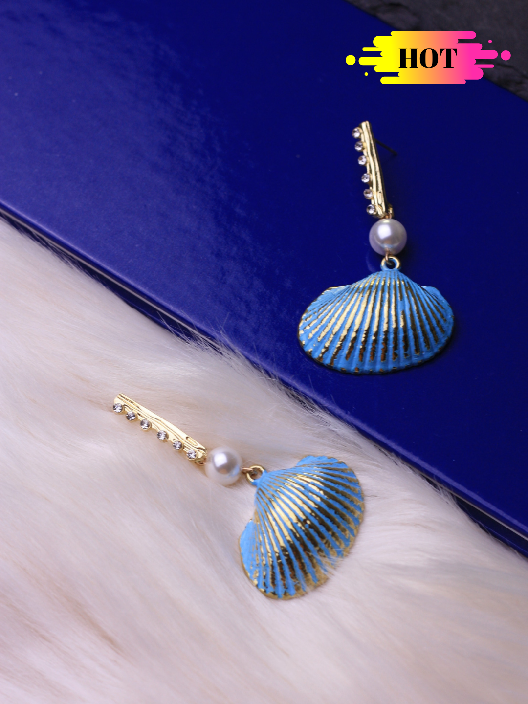 Blue Shell Earrings - ChicMela