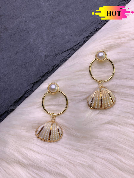 Gold and White Natural Shell Drops
