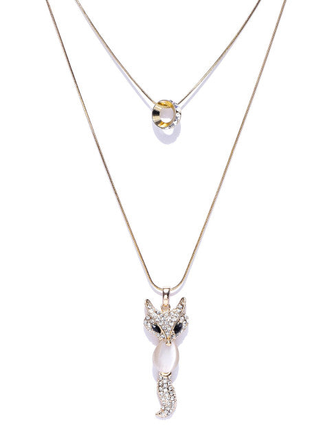 Cubic Zirconia Fox Chain Necklace - ChicMela