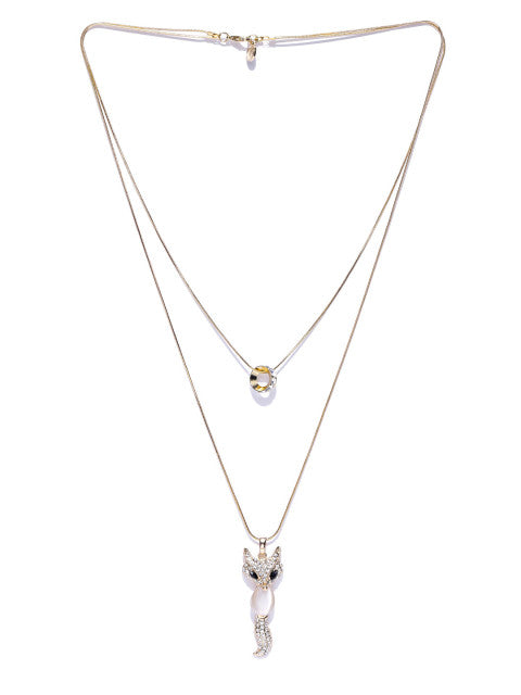 Cubic Zirconia Fox Chain Necklace - ChicMela