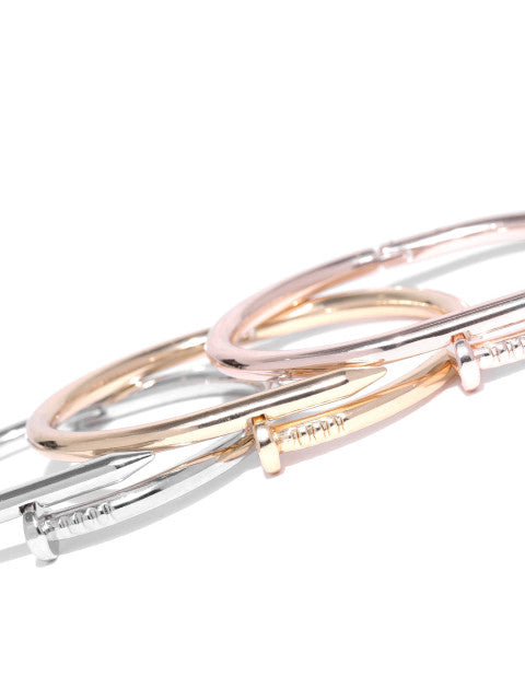 Gold, Silver and Rose Gold Bracelet Set - ChicMela