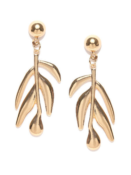Gold Plated Dramatic Leaf Earrings