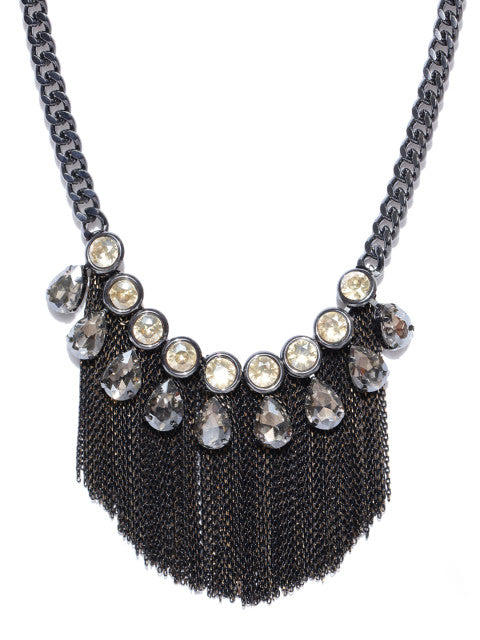 Gunmetal Glamorous Tassel Necklace - ChicMela