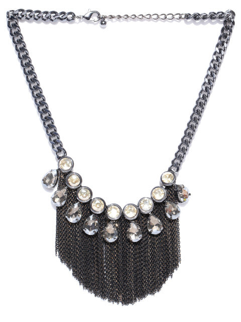 Gunmetal Glamorous Tassel Necklace - ChicMela