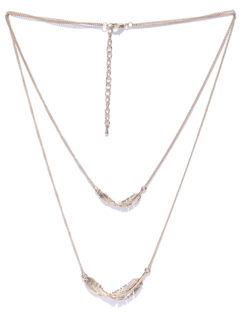 Cubic Zirconia Leaf Layered Necklace - ChicMela