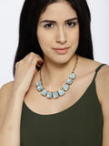 Semi-precious Luxe Opal Stone Necklace in Ocean Blue - ChicMela