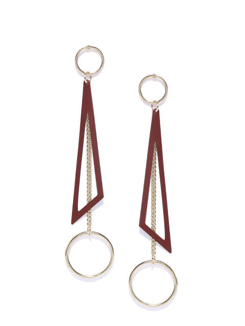Triangular Drop Earrings-Red - ChicMela