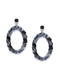 Luxe Mother of Pearl Oval Drops-Black - ChicMela