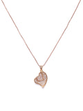 18k Cubic Zirconia Double Heart Pendant Gold Necklace - ChicMela