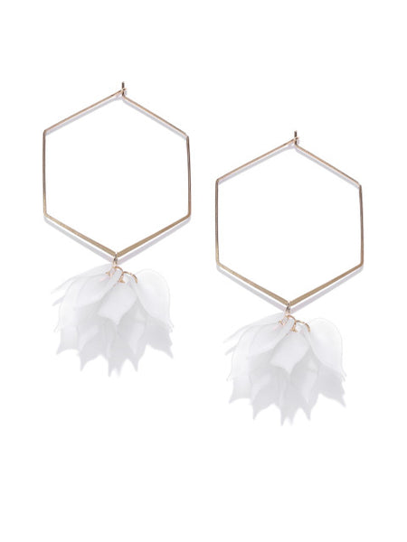 Hexagon Tropical Floral Hoops In White