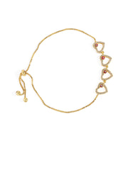 18k Gold Plated Heart Evil Eye Charm Bracelet - ChicMela