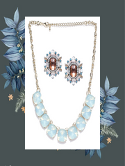 Gift Set- Luxe Range: 18k Gold Plated Opal Necklace with Multi-coloured Luxe Earrings - ChicMela