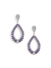 Cubic Zirconia Purple Statement Earrings - ChicMela