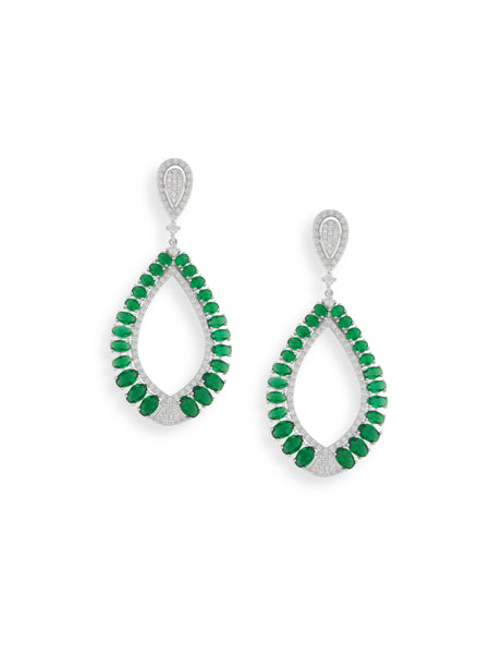Cubic Zirconia Green Statement Earrings
