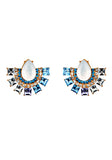 Half-Moon Blue Lobelia Statement Earrings - ChicMela