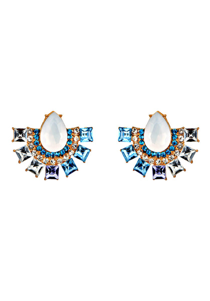 Half-Moon Blue Lobelia Statement Earrings