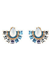 Half-Moon Blue Lobelia Statement Earrings - ChicMela