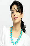 New York- Bold 18k Silver Plated Blue Statement Necklace - ChicMela