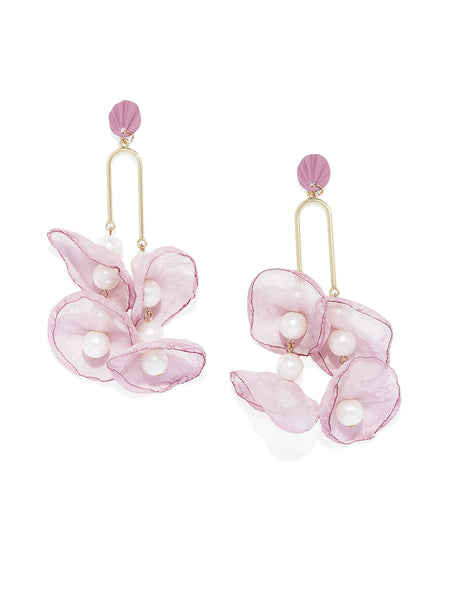 Handmade Floral Fabric Pearl Drops - ChicMela