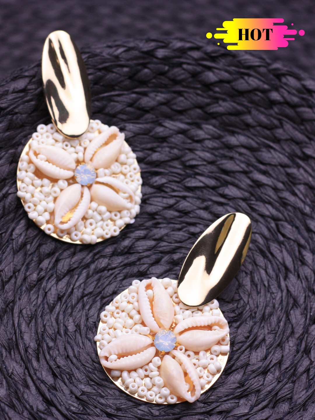 Beaded Handmade Shell Earrings - ChicMela