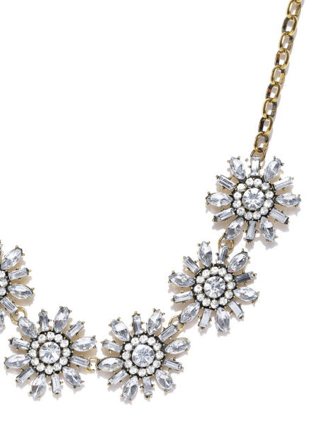 Luxe Crystal Aster Statement Necklace - ChicMela