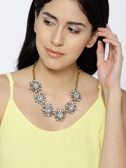 Luxe Crystal Aster Statement Necklace - ChicMela