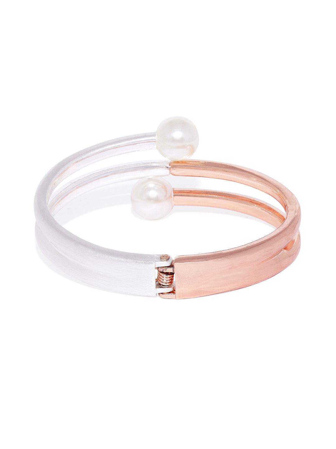 Rose-gold and Silver Pearl Cuff - ChicMela