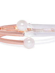 Rose-gold and Silver Pearl Cuff - ChicMela