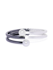 Black & Silver Pearl Cuff - ChicMela