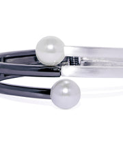 Black & Silver Pearl Cuff - ChicMela