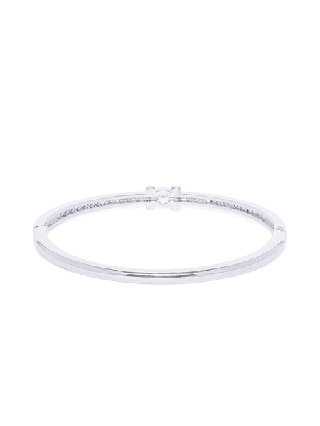 Eva Cubic Zirconia Silver Cuff - ChicMela