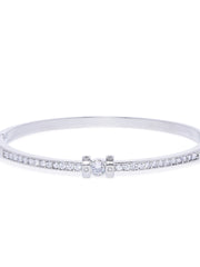 Eva Cubic Zirconia Silver Cuff - ChicMela