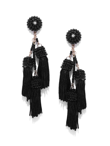 Kyra Tassel Black Earrings