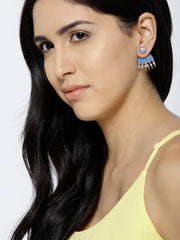 Detachable 2 IN 1 Enamel & Pearl Stud Set- Pastel Blue - ChicMela