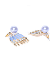 Detachable 2 IN 1 Enamel & Pearl Stud Set- Pastel Blue - ChicMela