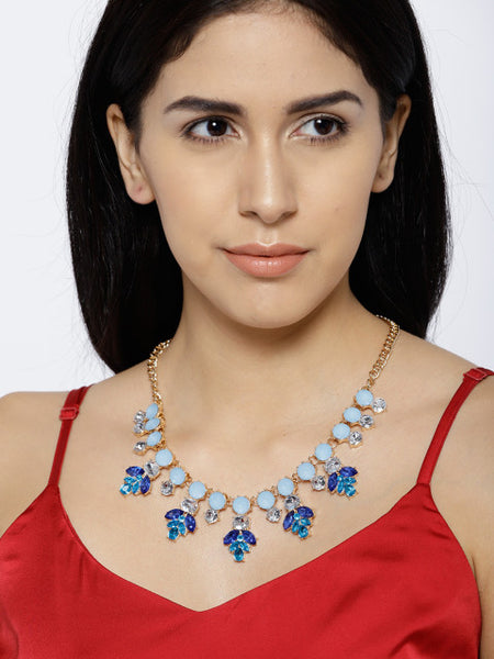 Floral Motif Collar Necklace - ChicMela