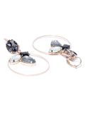 Luxe 18k Charcoal Floral Crystals Ring Drops - ChicMela