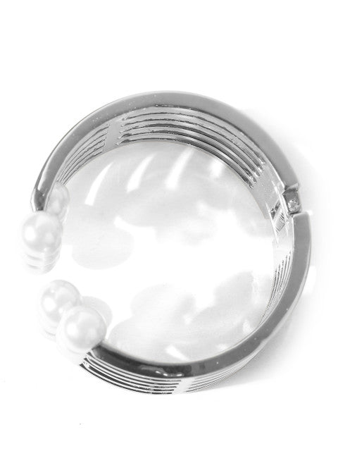 Coco 18k Silver Plated Pearl Cuff - ChicMela