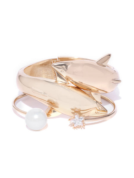 Dolphin and Pearl Ocean Cuff Set