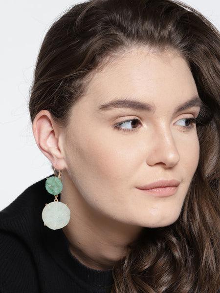 Work Wear Druzy Earrings in Green - ChicMela