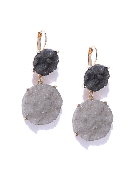 Work Wear Druzy Earrings In Grey