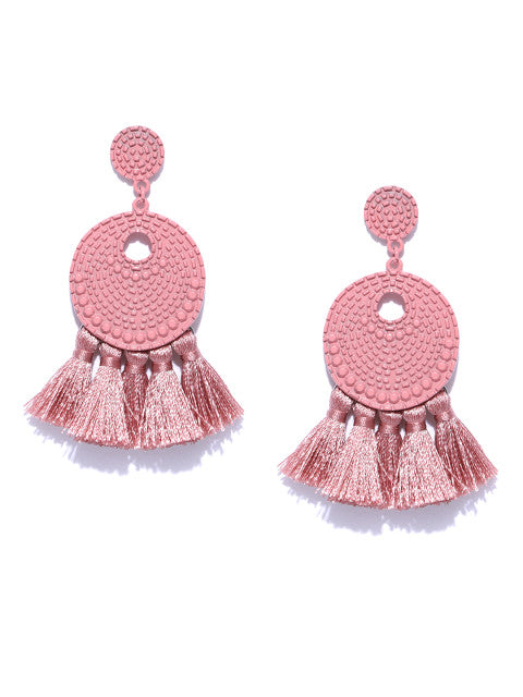 Arden Dusty Pink Tassel Earrings - ChicMela