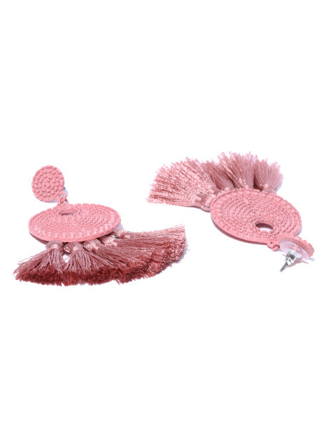 Arden Dusty Pink Tassel Earrings - ChicMela