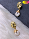 Roman Coin Shell Earrings - ChicMela