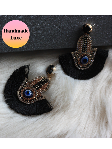 Handmade Hamsa Evil Eye Earrings