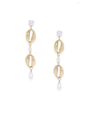 Gold Shell and Pearl Drops - ChicMela