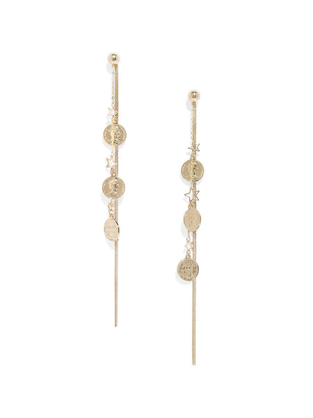 Roman Coin Long Earrings - ChicMela