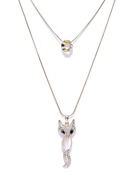 Cubic Zirconia Fox Chain Necklace